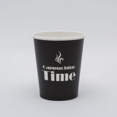 Cappucínós papír pohár 200 ml -  Time design fekete